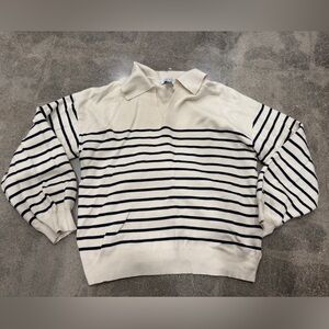 & Other Stories Cream Striped Knit Sweater